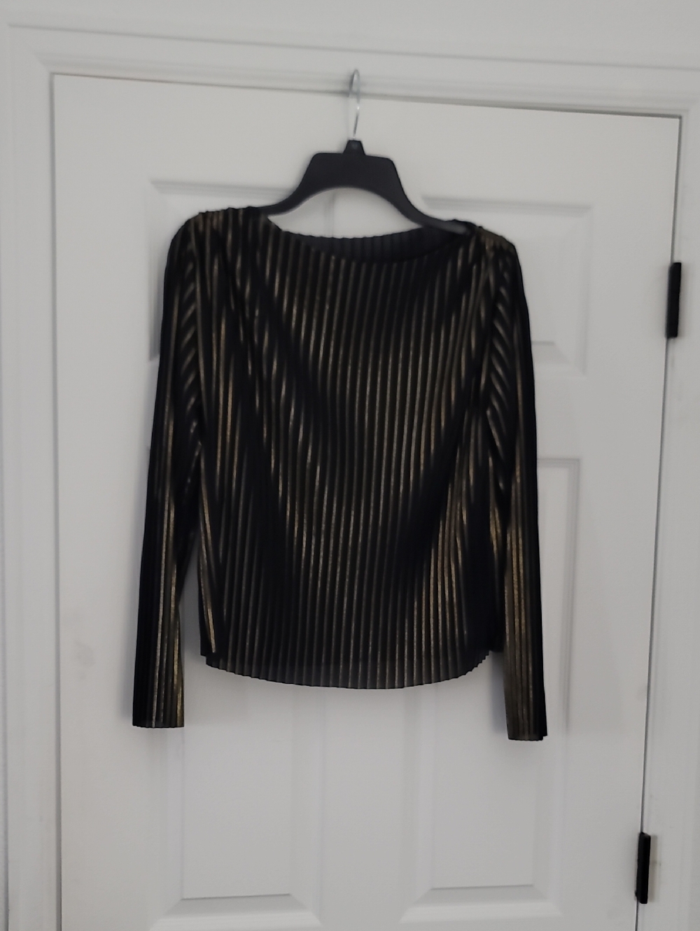 Black Label Black Shimmery Ribbed Long-Sleeve Top